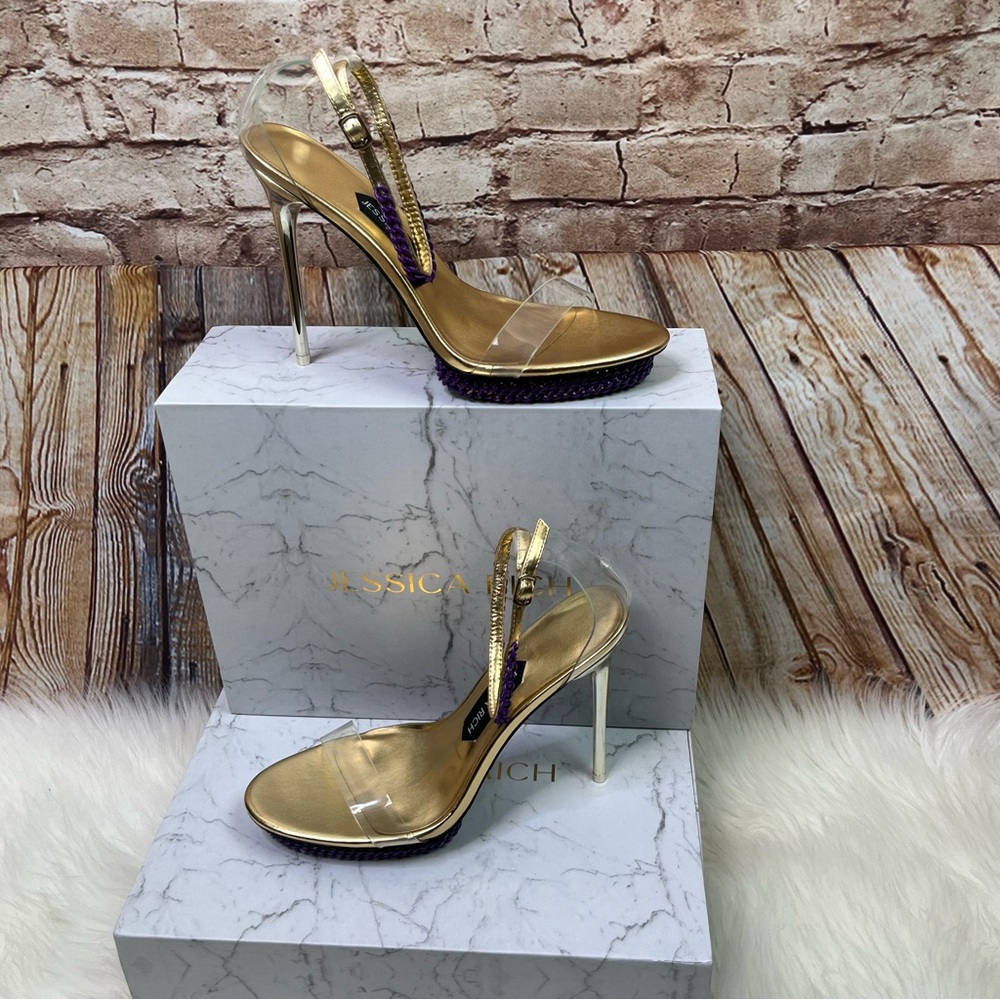 New Jessica Rich Purple Chain Platform Stiletto Heels
